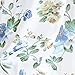 MRTREES Short Tier Curtains Sheer Kitchen Tiers Blue Flower Leaf Printed Bathroom Cotton Blend Tiers 25x36 Inch Half Window Treatment Floral Print Cafe Curtains Rod Pocket Set 2 Panels