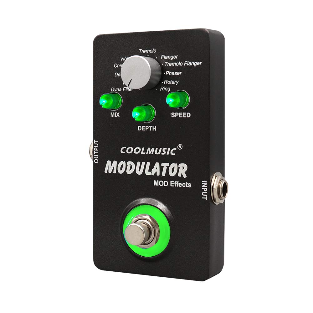 Coolmusic A-ME01 Modulator Multi Effects Pedal with 11 Modes Dyna Filter Wah Chorus Tremolo Flanger Phaser Rotary Ring