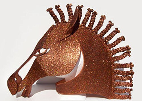 Horse mask. Handmade. with bronze holographic glitter. Animal friendly costume masquerade mask animal head. Adult size for women or men.