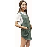 Shortened Design Apron, Japanese Style Soft Cotton Linen Apron with Two Side Pockets, X Cross Halter Aprons, Kitchen Cooking Clothes Gift for Women DIY Project, Crafting, Cooking, Baking(Army Green )