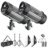 Neewer Photo Studio Strobe Flash Light and Softbox Lighting Kit:(2)250W Monolight Flash,(2)Light Stands,(2)Softbox,(1)RT…