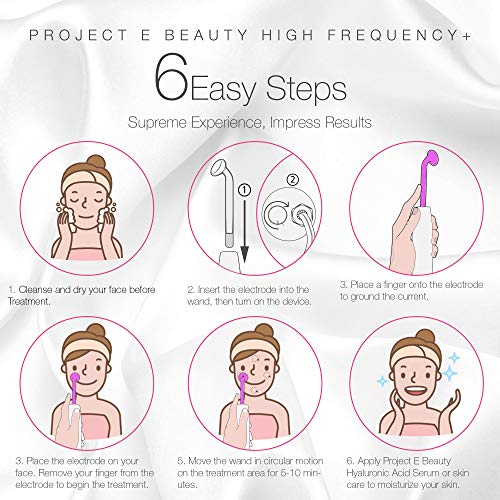 Project E Beauty Professional High Frequency Facial Machine |D'arsonval Spot Removal Wand Skin Tightening Wrinkle Fine Lines Removal Face Lifting Puffy Eyes Therapy Treatment Device - Neon & Argon Gas