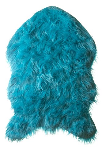 Faux Fur Area Rug, Turquoise Sheepskin 24