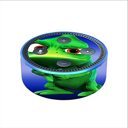 Skin-Decal-Vinyl-Wrap-for-Amazon-Echo-Dot-2-2nd-generation-green-Dino-dinosaur-GeckoLizard