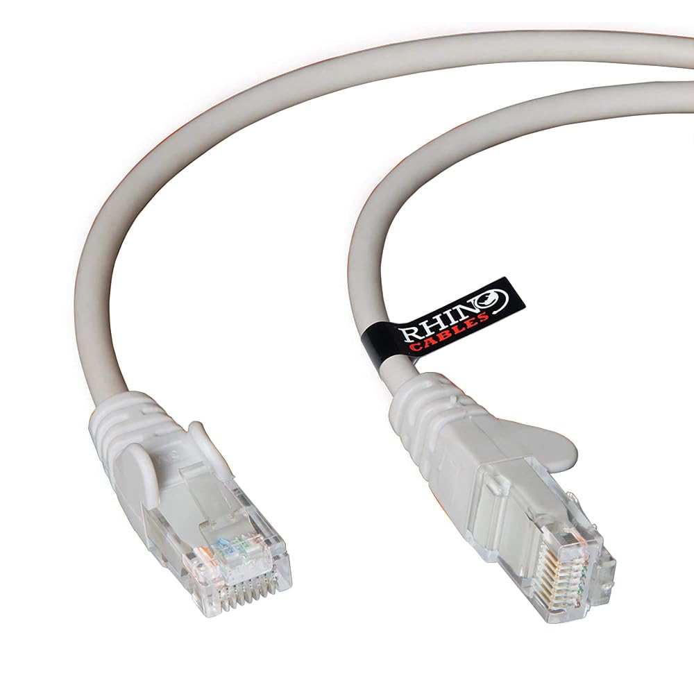 rhinocables CAT 5e High-Speed Ethernet Cable - Reliable LAN Network RJ45 Cable for Fast Internet & Data Transfer | Durable WiFi Broadband Cable for Gaming & Streaming, (20m, Grey, Pack of 1)