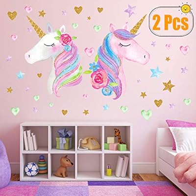 2 Sheets Large Size Unicorn Wall Decor Removable Unicorn Wall