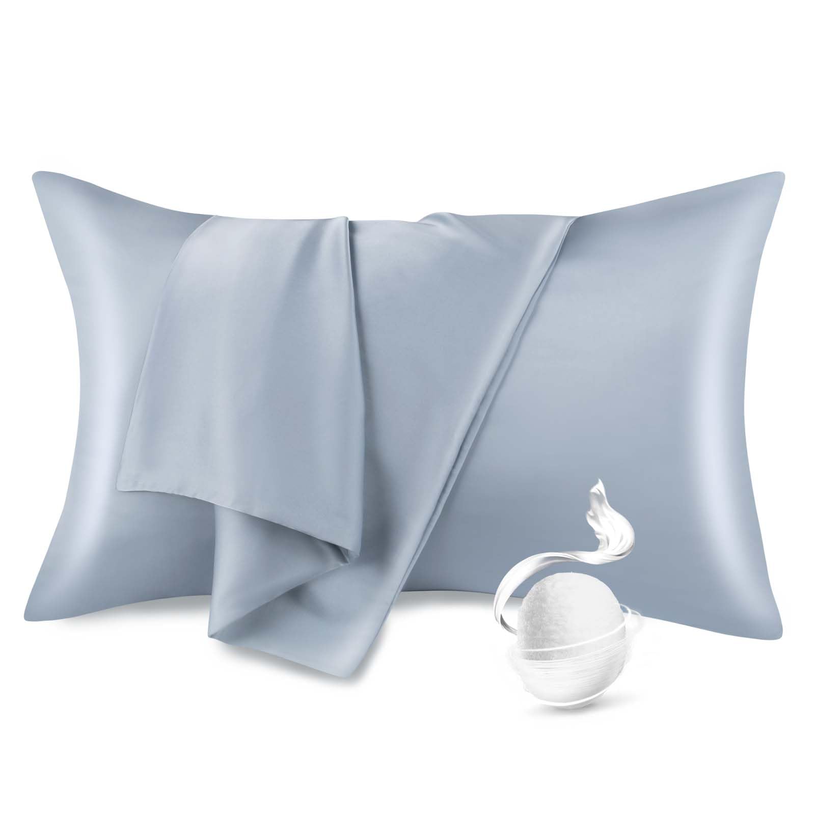 Photo 1 of 100% Pure Mulberry Silk Pillowcase for Hair and Skin, Standard Size 20”*26” Cooling Silk Pillow Case by Zipper Closure, Smooth Dual Sides Bed Silk Pillow Cover for Women.(Aqua Blue,Standard-1 Pcs)
