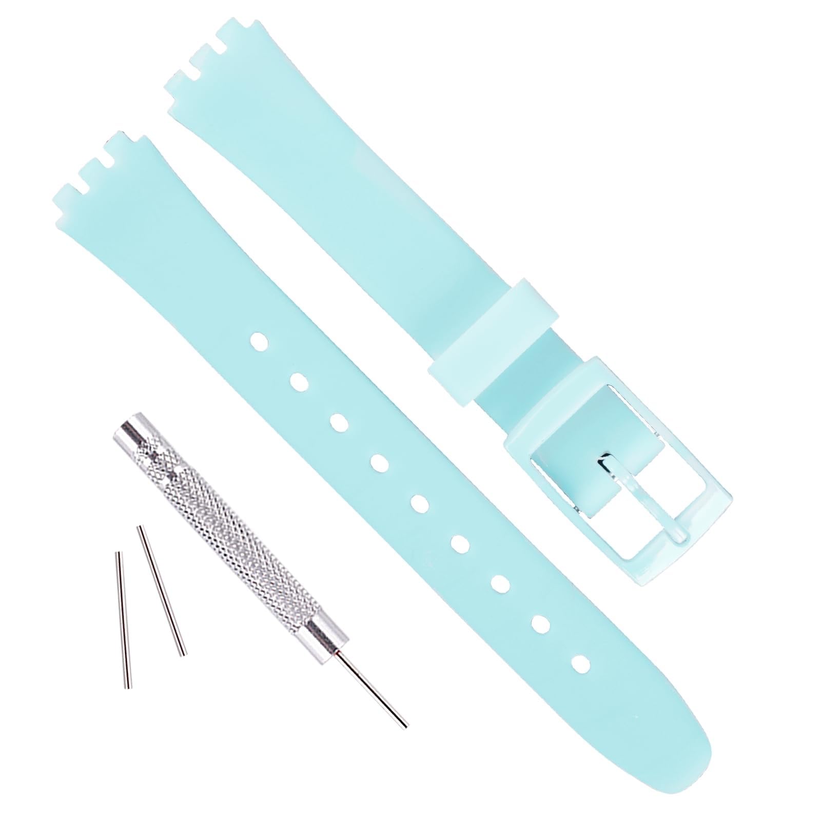Replacement 12mm Waterproof Silicone Rubber Watch Strap Watch Band for Swatch (Light Blue)