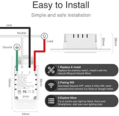 Gosund Smart Light Switch In Wall Wifi Smart Switch That Works With Alexa And Google Home No Hub Required Neutral Wire Needed Single Pole 15a Etl And Fcc Listed 4 Pack White Amazon Sg Home Improvement