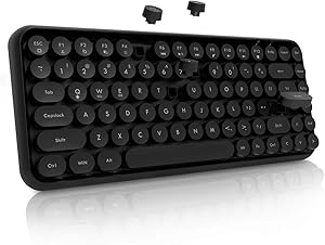 NACODEX 308I Wireless Bluetooth Keyboard, Compact 84 Keys Retro Round Keycaps Mini Keyboard, Portable Computer Keyboard with Quiet Chocolate Keys for Windows/Mac/Android (Black)