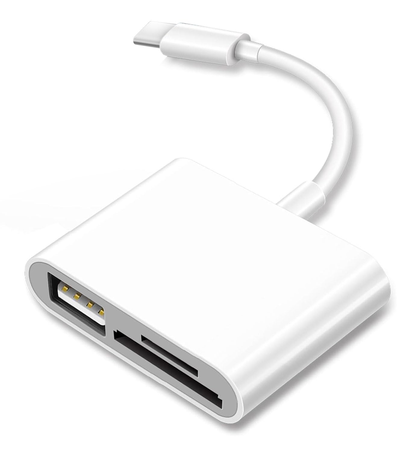 BnmxTek USB C to SD Card Reader, Memory Card Adapter with Dual Solts for iPad Pro/Air, Mac, MacBook Pro/Air, 3 in 1 Type C Memory Card Reader with USB OTG USB Ports - C4-B2