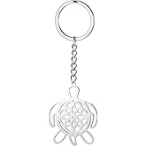 YIQPKUM Cute Sea Turtle Keychains Gifts Stainless Steel Cutout Ocean Animals Keyring Car Keys Charms for Women