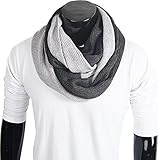 Unisex Soft Knit Winter Infinity Scarf (Multicolor Choose) (E5002b-Light Grey with Dark Grey)