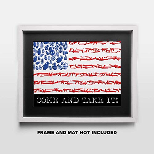 Second Amendment Come and Take It Fine Art Print - 11x14 Unframed Photo Art - Great Gift for Defenders of America and Love Their Guns. Perfect for the Game Room, Man Cave. Limited Intro Pricing