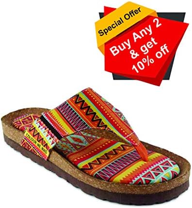 Colour Me Mad Orange Printed, Natural Cork, Washable, All Weather, Vegan, Made in India, PETA Certified, Women Sandals