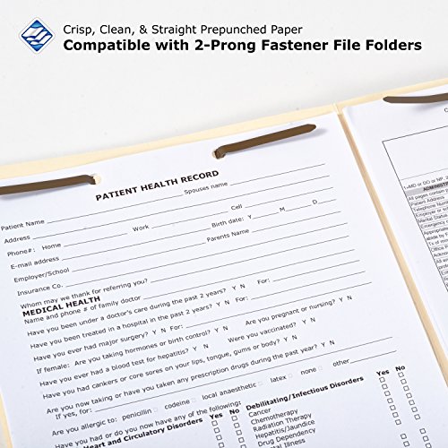 PrintWorks Professional Pre Punched Paper, 2 Hole Punch Top For 2 Ring Binders & 2 Ring Clipboards & Fastener File Folders, 8.5 x 11, 20 lb., 500 Sheets, White (04110) - Thumbnail 4