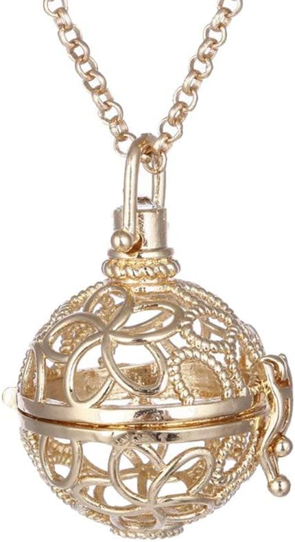 H.Yue Necklace 5pcs Aromatherapy Essential Oil Diffuser Necklace Pendant Hollow Diffuser Locket (Gold)