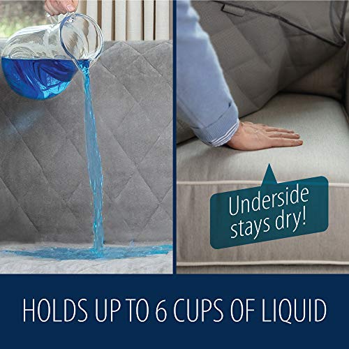 MIGHTY MONKEY Premium Slip and Water Resistant X-Large Oversized Sofa Slipcover, Seat Width Up to 78 Inch, Oeko Tex Certified, Suede-Like, Absorbs 6 Cups of Water, Cover for Couches, Dogs, Sofa, Gray - Thumbnail 2