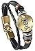 Hamoery Punk Alloy Leather Bracelet for Constellation Braided Rope Bracelet Bangle