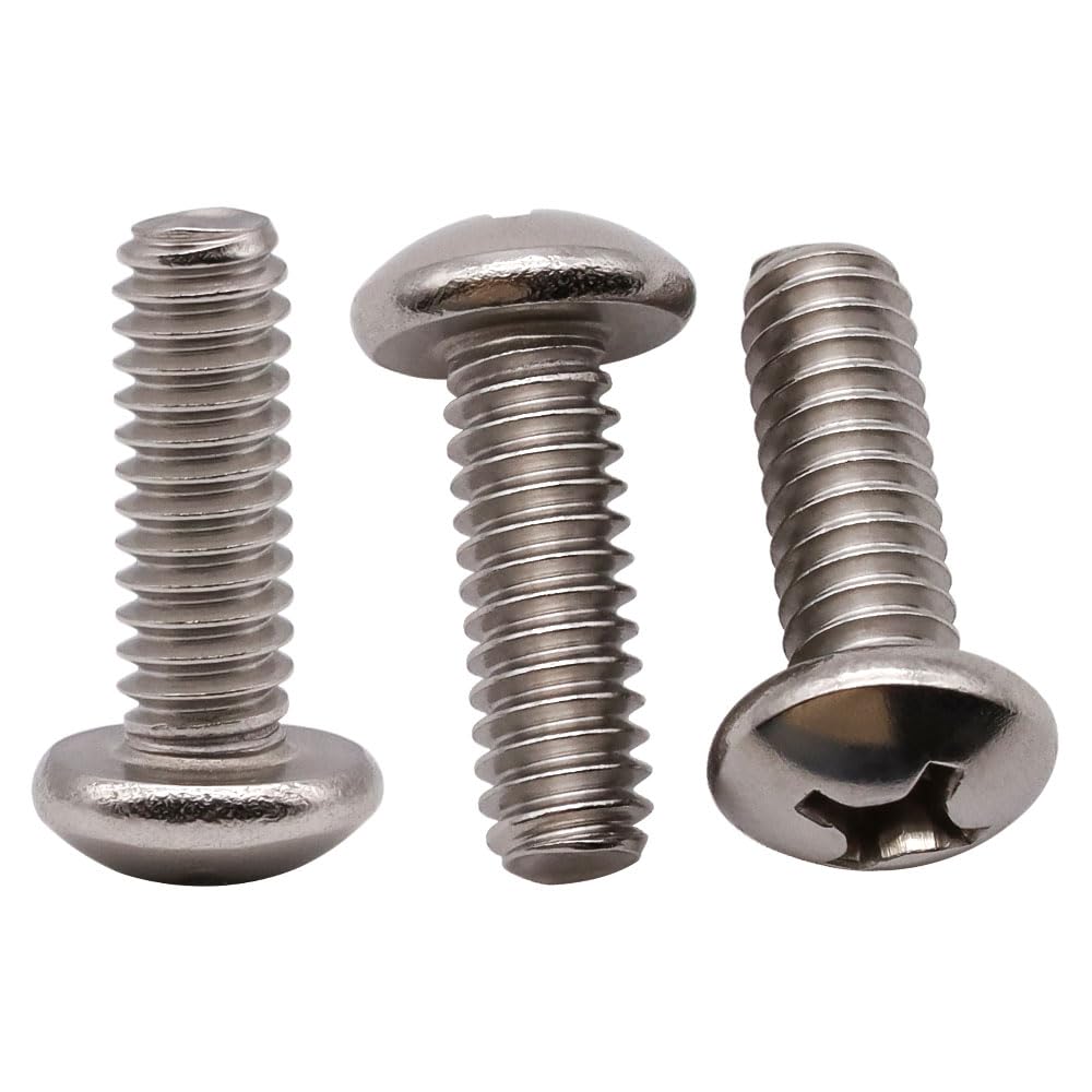 Photo 1 of #12-24 x 3/4" inch (50 pcs) Phillips Pan Head Machine Screw Bolt, 304 Stainless Steel 18-8 Rounded Head Screws, UNC Full Thread, Bright Finish