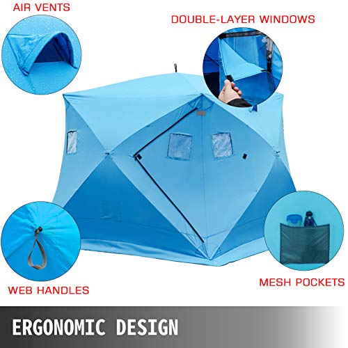 VEVOR Outdoor Camping Zelt 238 x 238 x 200 cm Ice Fish Shelter 7,8 x 7,8 x 6,5 Fuß, Ice Fish Shelter 300D Oxford-Gewebe… – Bild 8