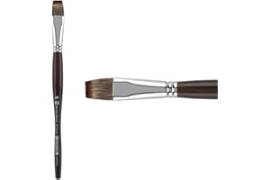 Borciani e Bonazzi Unico Synthetic Mongoose Artist Paint Brush - Series 801 Flat - Size #20 - Watercolors, Oil & Acrylic Paint - Handcrafted in Italy, Anti-Roll Design, Ergonomic Medium Handle