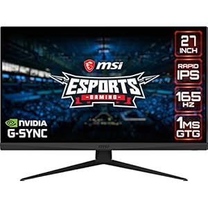 MSI Optix G273QF Esports Gaming IPS Monitor - 27 inch, 16:9 WQHD (2560x1440), Rapid IPS, 165Hz, 1ms GTG Response Time, G…