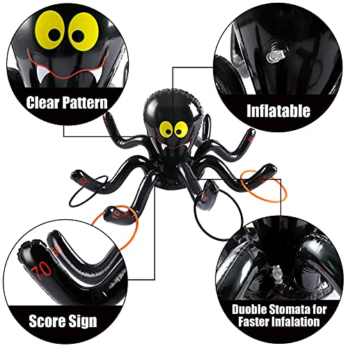 Halloween Party Games Supplies with Ring Toss Game Prize Inflatable Spiders Slap Bracelet 24pcs Halloween Bingo Game Pin Game for Kids Halloween Party Favors Indoors Outdoors Party Game