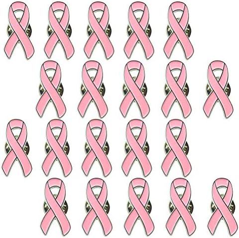 Masonicbuy 20 Pack Pink Ribbon Pin Breast Cancer Awareness Enamel Lapel Pins for Fundraiser, Marathon, Volunteer -Light Pink