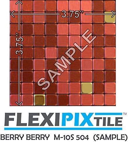 FLEXIPIXTILE, SAMPLE, Aluminum Mosaic Tile, Peel &amp; Stick, Kitchen Backsplash, Accent Wall, BERRY BERRY
