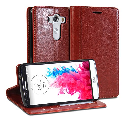 LG G3 Case, GMYLE Wallet Case Simple for LG G3 - Brown PU Leather Stand Cover (Not Fit For LG G3 S, Beat and Vigor)