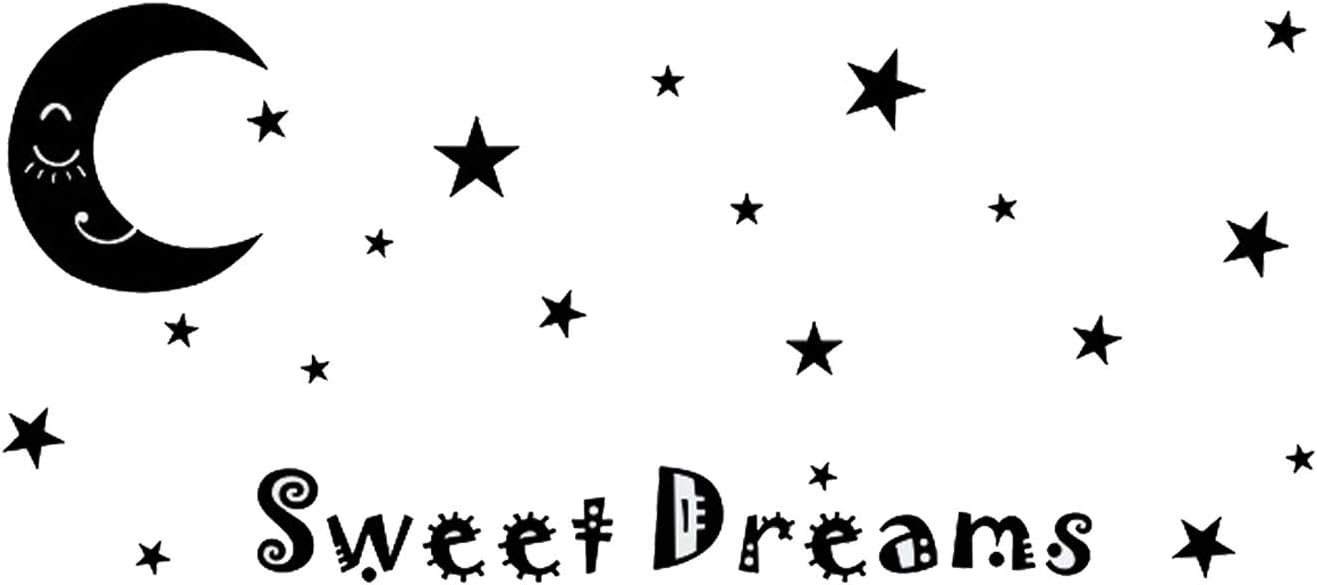 Sweet Dream Wall Decal Stickers Moon Star Wall Decal for Home Baby Room Decor