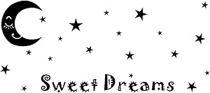 Sweet Dream Wall Decal Stickers Moon Star Wall Decal for Home Baby Room Decor