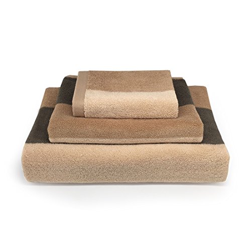 Years Calm 3 Pack Cotton Towel Sets Eco Friendly Soft Absorbent Striped Hand Towel, Washcloths and Bath Towel for Hotel Spa Bathroom (Beige) - Thumbnail 7