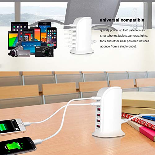 Qooltek 30W 6 Port USB Charger Tower Portable USB Charging Station Desktop Wall Charger for iPhone 8 - //coolthings.us