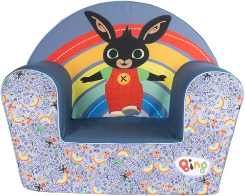 Tataway Poltroncina Bing in Jeans per Bambini - Comoda e Sicura, Design Divertente con Bing e Flop - Perfetta per Camerette e Angoli Gioco