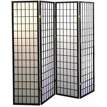 ORE International 4-Panel Shoji Screen Room Divider, Black