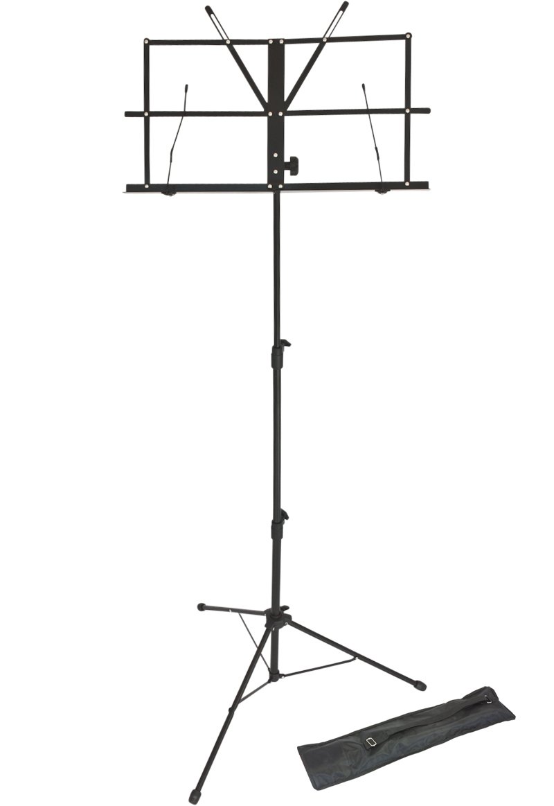 Lawrence LMS02-BK Metal Folding and Adjustable Sheet Music Stand with Carry Bag - Black