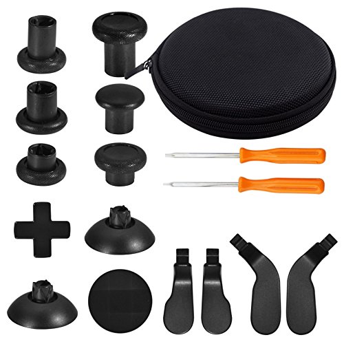 WPS Metal Alloy Bumper Trigger Button Set for XBOX One Elite Controller with Open Tools (T6 T8) - black