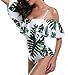 Tempt Me Women One Piece Vintage Off Shoulder Flounce Ruffled Printed Monokini Swimsuits