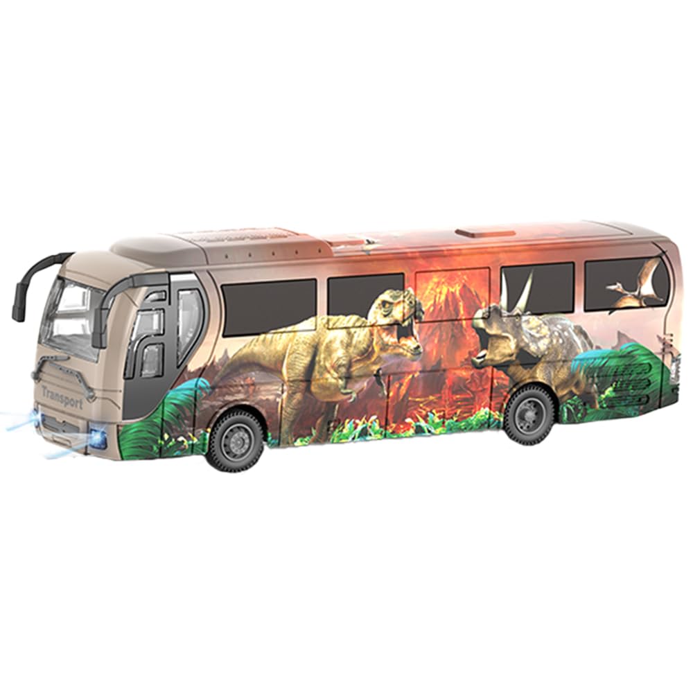 VGSAPRLEY Remote Control Bus Car,Electronic Vehicles,LED Lights,Remote Control Car Toy for Boys & Girls Gifts (dinosaur)