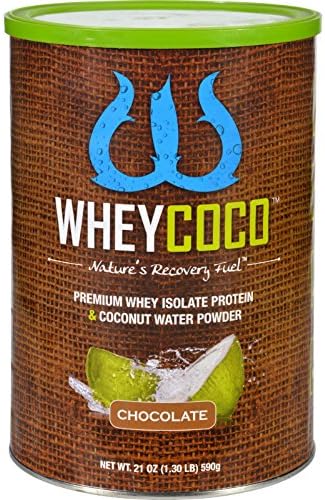 WheyCoco Whey Isolate Protein and Coconut Water - Premium - Powder - Chocolate - 21 oz