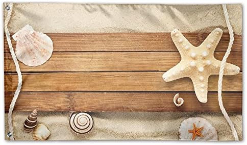 GUOTLIY Fashion Custom Garden Flag Seashell Starfish Wood Garden Flag 59"x35" Outdoor Decor