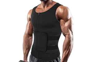SHAPERIN Men Neoprene Sauna Zipper Waist Trainer Vest Tank Top Trimmer Body Shaper