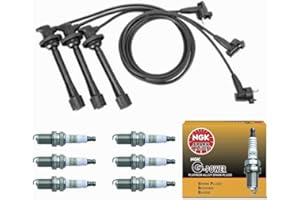 Yoshi Motors Wires Set & 6 NGK Platinum Spark Plug Replacement for Toyota Tacoma 4Runner Tundra T100 3.4 3.4L V6 1995 1996 1997 1998 1999 2000 2001 2002 2003 2004 S623025 7090