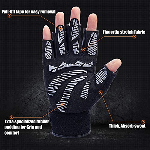 paissit Weight Lifting Gloves,Workout Gloves for Men&Women,Training Gloves with Wrist Support for Fitness Exercise Weight Lifting Gym,Home Use with Short Wraps Fingerless (Black, M)
