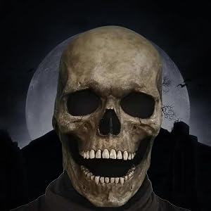 Wegodal Full Head Skull Mask with Movable Jaw, Halloween Mask Scary Mask, Halloween Costume Party Decoration