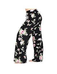 HIGHDAYS - Pantalones de pijama para mujer con estampado floral, cómodos pantalones casuales con pierna ancha y cordón
