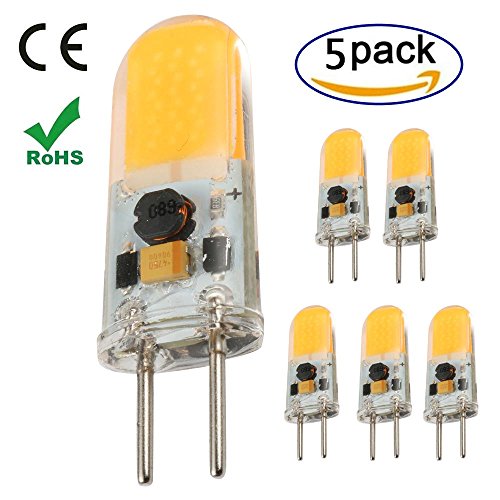 Ukey U GY6.35 LED Bulbs,4W Bi-pin Base AC/DC 12V 2700K Warm White Dimmable, G6.35/GY6.35 Base JC Type LED Halogen Incandescent 40W Replacement Bulb 5Pack (4)