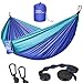 Forbidden Road Swing Camping Hammock 210D Nylon with Straps (Light Purple/Blue, Double)